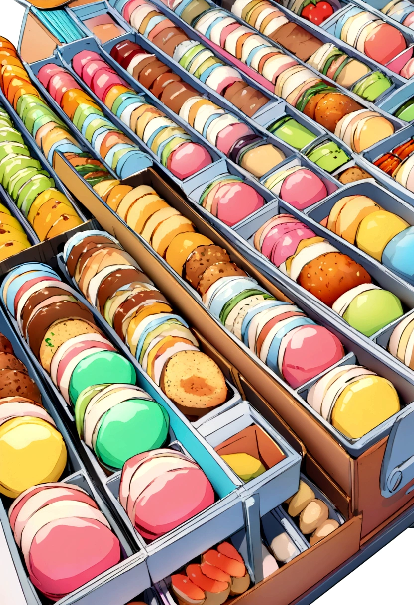 Food illustration for sticker, hinge angle, perspective, high detail, Ultra HD, isometry