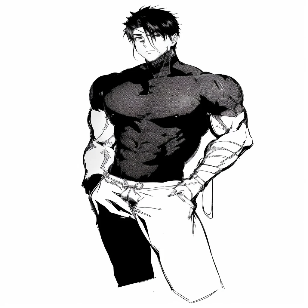Perfectly shaded body, Muscular! whole body!, whole body!!, !!whole body portrait!!, Manga style, キャラクターのwhole body,