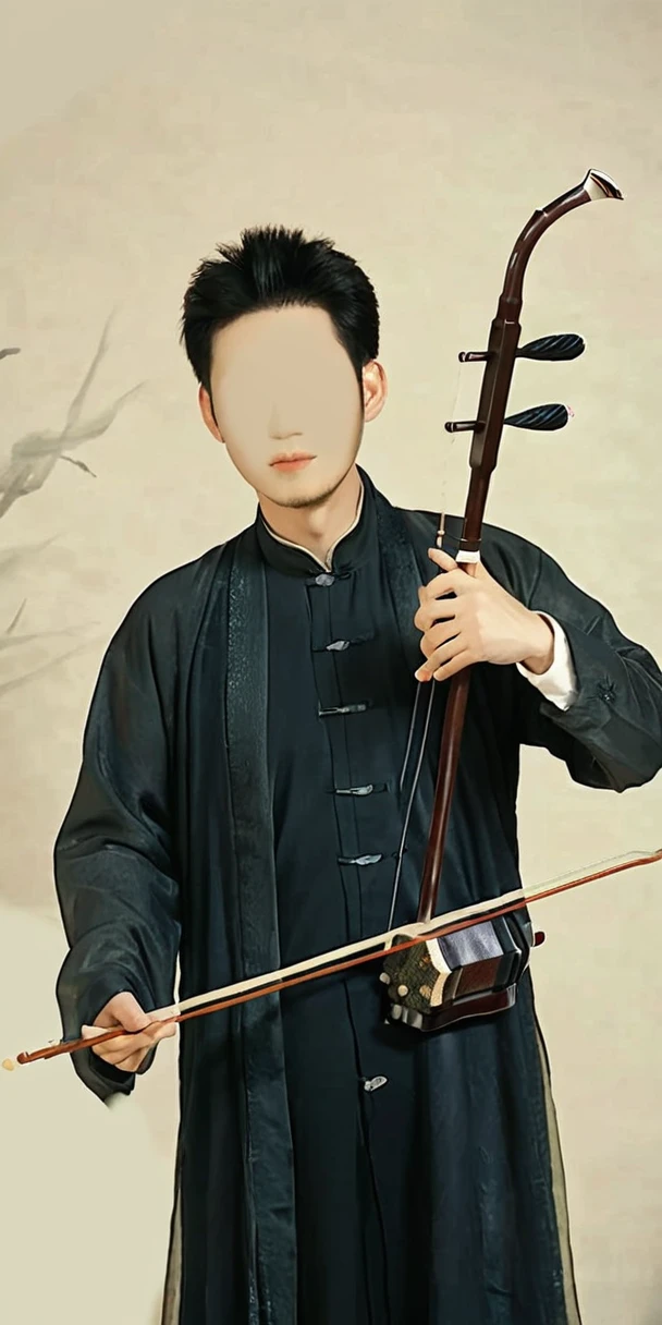 1man, young man, ling hair, western face, face detail, tall and thin, playing erhu,holding erhu, wearing hanfu, (((masterpiece,best quality))),((good structure,Good composition,good atomy)), ((clear, original,beautiful)),