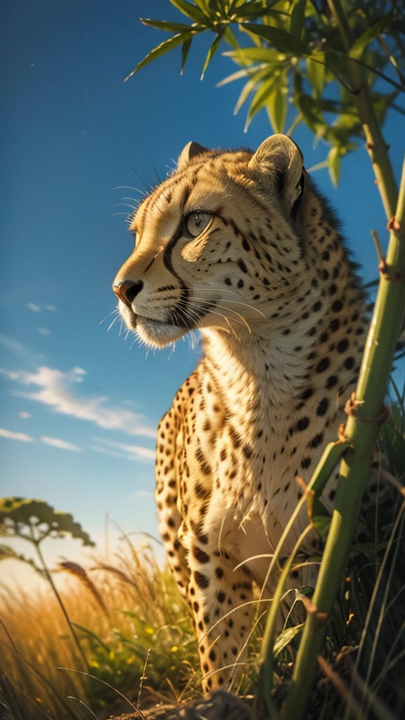 masterpiece, highres, 1 cheetah, savanna