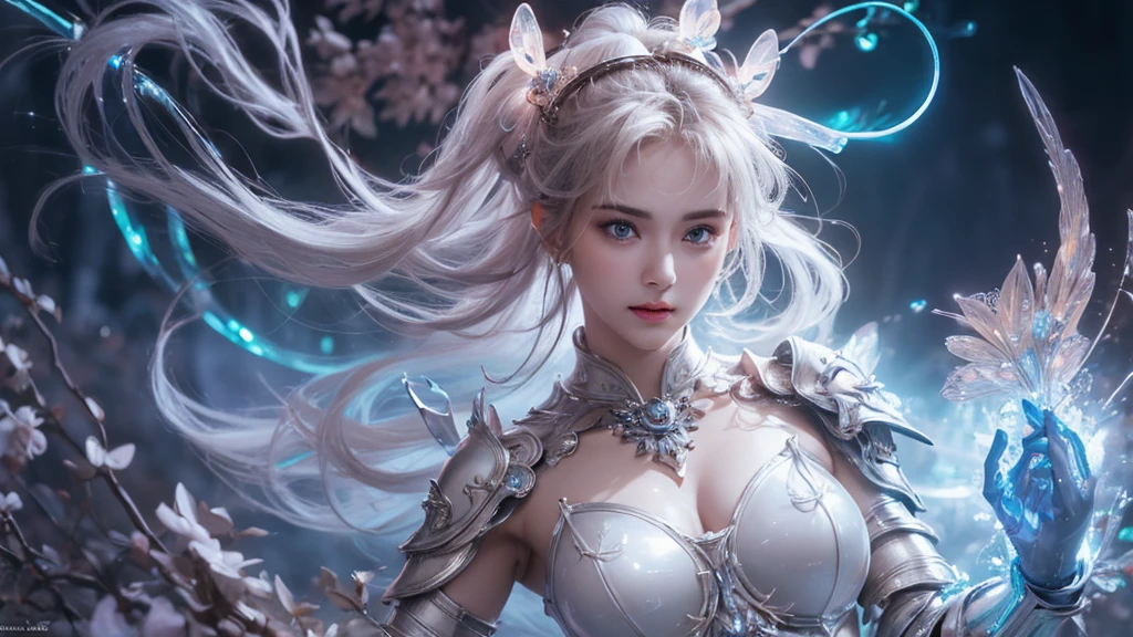 (best quality,4k,8k,highres,masterpiece:1.2),ultra-detailed,(realistic,photorealistic,photo-realistic:1.37), (1 beautiful 18 year-old teenage Italian girl:1.1), (wearing detailed white armor with beautiful design:1.5), (seductive and captivating smile:1.3), Fantasy, Blue Plasma Brain, Green Plasma Body, Vulgarity, beautiful breast, obscenity, (Lewd smile:1.2), coarse, Obscene, (raunchy:1.2), (Immoral:1.2), Lachish, (small breasts with beautiful raised areolas:1.3), (Cameltoe), (Expression of ecstasy:1.2), (Incredibly beautiful nature background:1.6), (Sexy and glamorous:1.1), (A coquettish expression:1.1), (Full body), (erotic posing:1.5), (showing her armpit:1.4), Beautiful seductive face, Portrait, (thick eyebrows:1.1), (detailed large iridescent eyes:1.2), Beautiful eyes with fine symmetry, Intimate face, (ultra detailed skin texture:1.1), pale skin, Perfect Anatomy, (Beautiful toned body:1.1), Hair Bow, (Moist skin:1.2), no makeup, dark circles, Focus Face, good-looking, (Emilia Clark:0.6) (Emma watson:0.3),(Jennifer Connelly:0.4), (sensual face:1.3), Elegant face, Dolce, (Around her neck is a simple necklace of exquisite workmanship), (Bioluminescence with brilliant brilliance:1.3), (Luminous magic circle:1.2), Shining majestic cloud masses and sky, lightning bolt, Epic Realistic, (Greg Rutkowski:0.2), (teal and orange:0.4), (Art Station:1.5), Cinematic, (nfsw:1.3), Hyper Detailed, natural Lighting, (Intricate details:1.1),