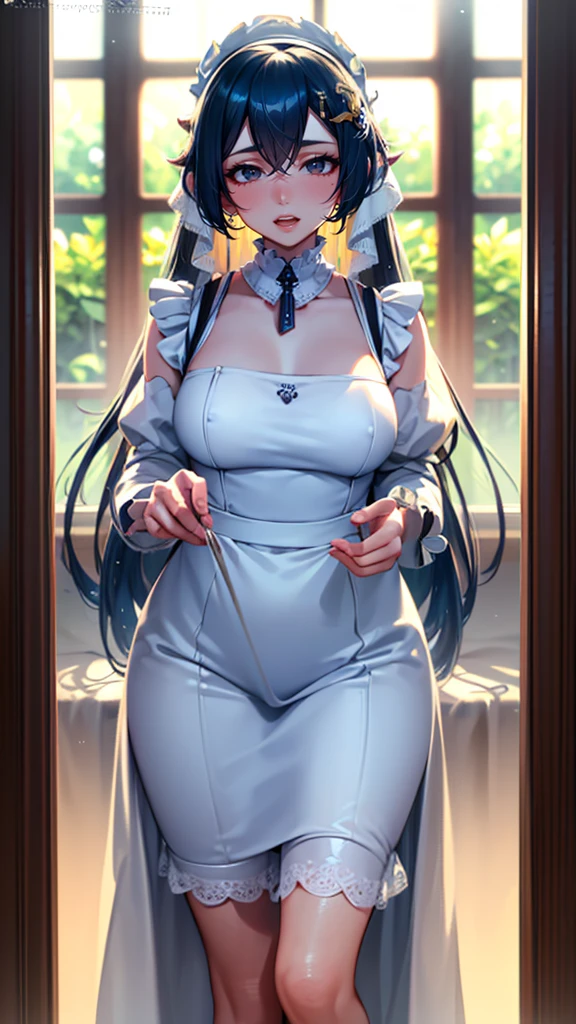 1girl, long_hair, beautiful detailed eyes, beautiful detailed lips, extremely detailed face, longeyelashes, maid, posing, selfie shot, mirror, window, radiant skin, natural lighting, soft colors, dreamy, serene, (best quality,4k,8k,highres,masterpiece:1.2),ultra-detailed,(realistic,photorealistic,photo-realistic:1.37)