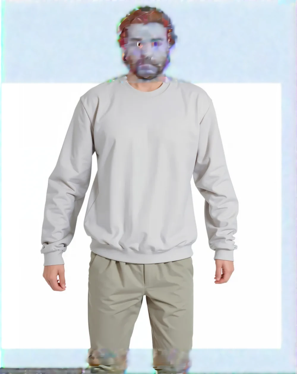 Place a realistic, masculine head that fits the body