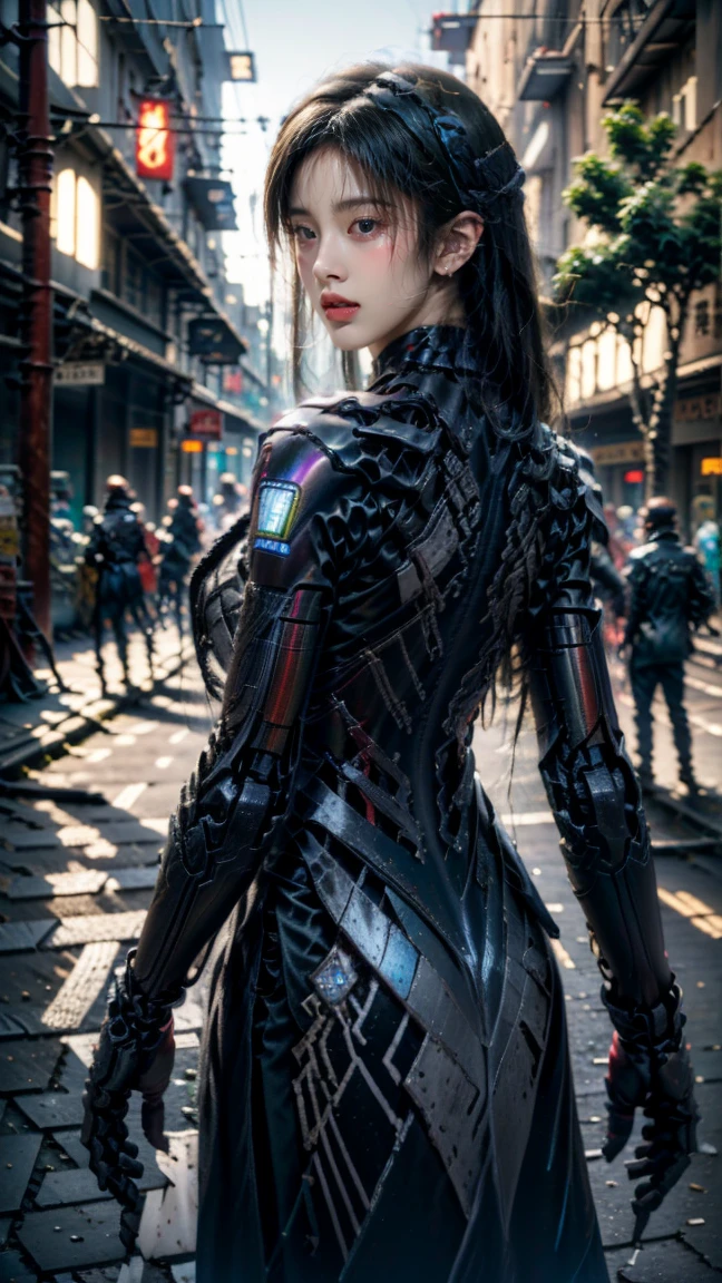 (masterpiece, best quality, ultra detailed, hyper realistic, photo), delicate pattern, detailed background,
binary code and digital art, binary code, digital art, only zero and one, hologram, virtual space, afloat,
1girl, solo, grin, cute, cowboy shot, action pose, from behind, GlitchingBodyPart, glitch, light brown tone, cinematic lighting, punk, mysterious, ray tracing, 8k,