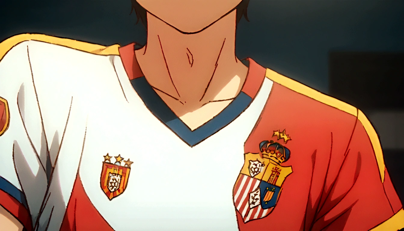 wearing Spanish national footbal team jersey, top quality