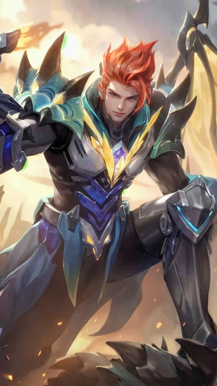 (absurdres, highres, ultra detailed), 1boys, mature male, aged up, wavy long hair, auburn hair, coral eyes, bangs, long sleeves, finely detailed eyes and detailed face, extremely detailed CG unity 8k wallpaper, intricate details, (style-swirlmagic:1.0), looking at viewer, solo, upper body, detailed background, close up, detailed face, (gothic dark ages theme:1.1), crystal sorcerer, dynamic pose, earth themed clothes, crystal crown, floating in the air, glowing magical shards, surrounded by blue magical crystals, rock formations, stalactites, magical floating particles, crystal glass, crystal sphere, crystal canyon background, (shallow water:0.7), epic ethereal atmosphere, updraft,, portrait