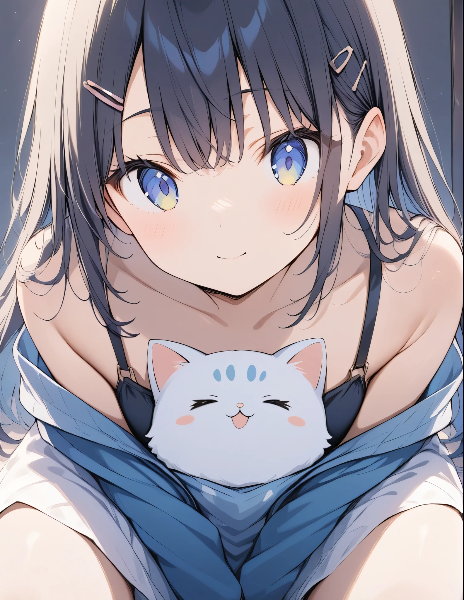 (アニメ)、(masterpiece:1.2),atmospheric perspective,lens flare、Girl hugging a cat、cute、Iris、Droopy eyes、Hair clip、Sitting on a chair、The sunlight is enveloping the girl, creating a light effect.。
preparing