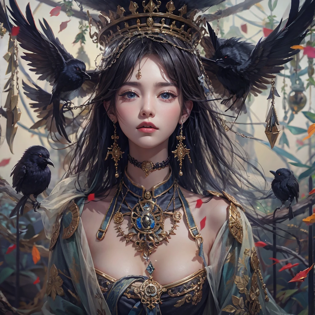 that&#39;that&#39;that&#39;that&#39;it&#39;s raining, cthaty、Hair flow、 ((highest qualthaty、masterpiece、8K、Best image qualthaty、Ultra-high resolution、Award-winning works)、(Accurate anatomy:1.1)、(Look at me and smile:1.1)、Shining fair skin wthath Ultra-high resolution、The most detailed face、Ultra-high resolution detailed face、Ultra-high resolutionの髪の毛、(Ultra-high resolutionの煌めく瞳:1.1)、Beautiful face drawn in every detail、ancient gothic costume , Chest to chest, tattoo, There&#39;There is a real crow next to him.