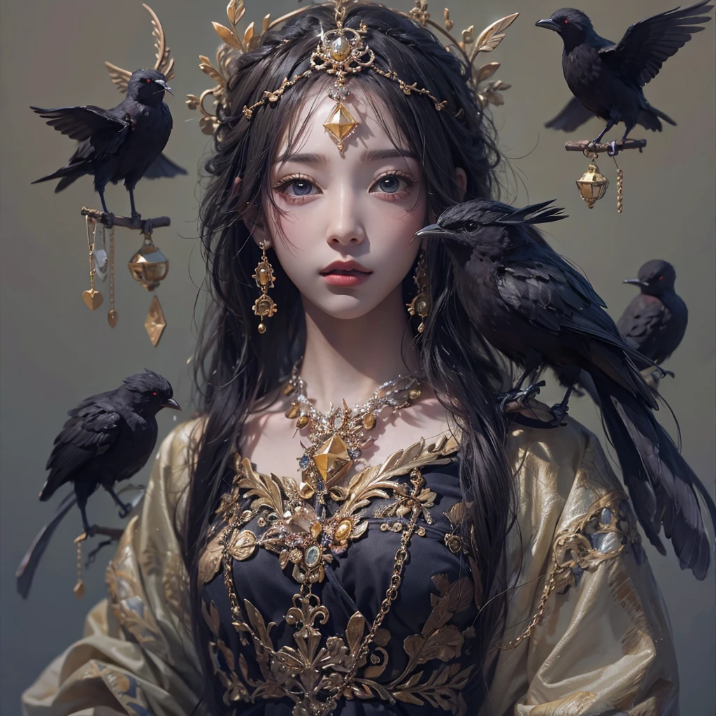 that'that'that'that'it's raining, cthaty、Hair flow、 ((highest qualthaty、masterpiece、8K、Best image qualthaty、Ultra-high resolution、Award-winning works)、(Accurate anatomy:1.1)、(Look at me and smile:1.1)、Shining fair skin wthath Ultra-high resolution、The most detailed face、Ultra-high resolution detailed face、Ultra-high resolutionの髪の毛、(Ultra-high resolutionの煌めく瞳:1.1)、Beautiful face drawn in every detail、ancient gothic costume , Chest to chest, tattoo, There'There is a real crow next to him.