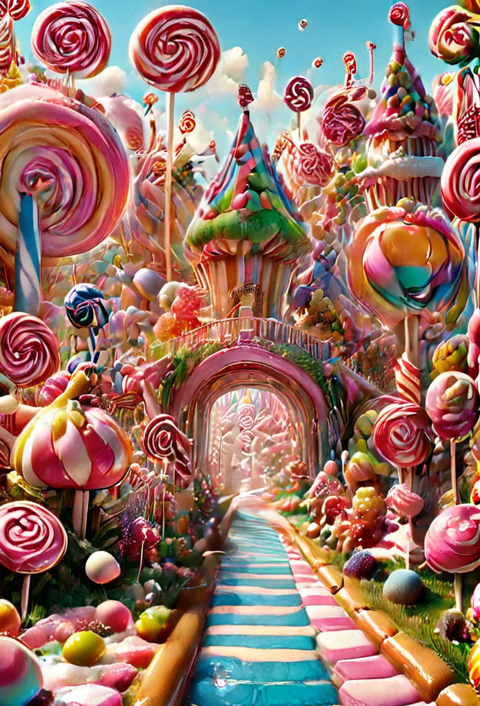 Candyland, Candy land, Candyland, by Wes Anderson, best quality, masterpiece, very aesthetic, perfect composition, intricate details, ultra-detailed