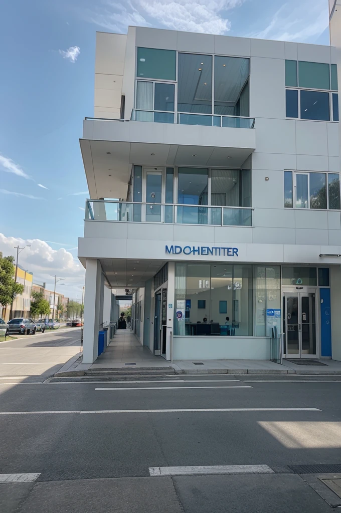 a modern, beautiful health center, with the following sign: "PSF", ultra realistic, 4k quality, photo in horizontal proportion,