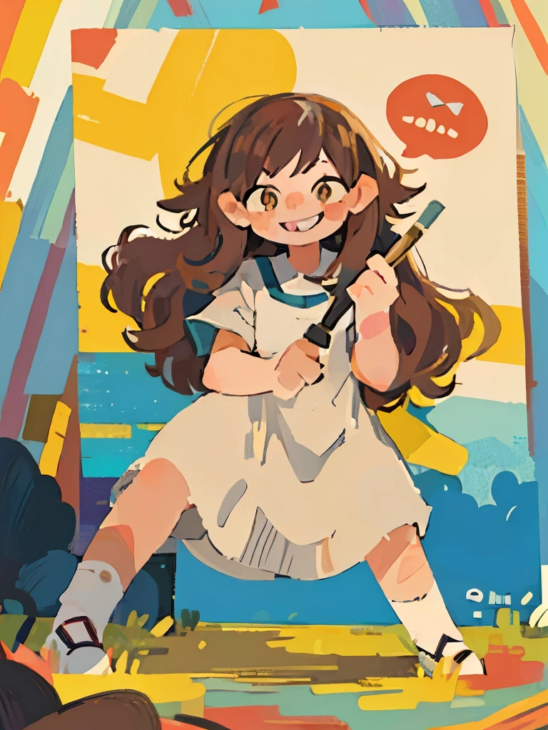 ((SFW)),
((best quality,4k,8k, high res,masterpiece:1.2), ((masterpiece)), (((best quality))),
((masterpiece)), (((best quality))), Illustration, 1 girl, hair color, hairstyle fax, eyes, sharp style, smug, yellow, sharp pose, strong woman, brown hair, long sharp hair, adventurous, funny, brown eyes, bold, sun theme, sharp yellow fashion, exciting pose, hairstyle fax, action, female, big smile, modern clothes, stylish, ESTP personality,
(({Mischievous ESTP aura})), 2d painting,(((SFW)))({ mischievous smug expressions})