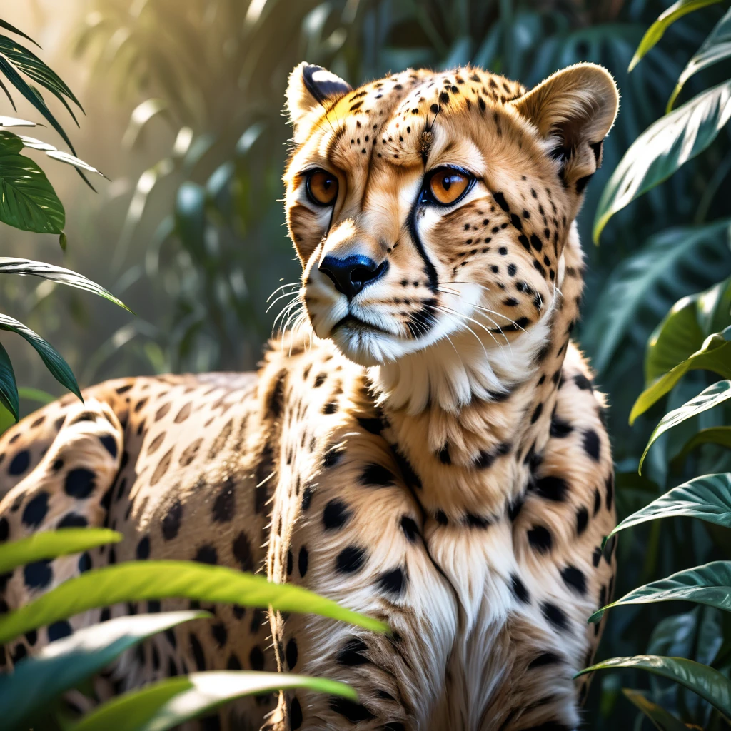 cheetah,cheetah print,animal print,wild animal,feline,big cat,photorealistic cheetah,hyper realistic cheetah,stunning cheetah,elegant cheetah,powerful cheetah,majestic cheetah,dynamic cheetah,striking cheetah,fierce cheetah,nature,natural environment,lush foliage,jungle,savanna,detailed background,intricate details,high quality,8k,hyper detailed,cinematic lighting,dramatic lighting,dramatic atmosphere,vibrant colors,rich colors,warm colors,photorealistic,photo-realistic,masterpiece,award winning art,digital art,conceptual art,modern art,contemporary art,abstract art,surreal art