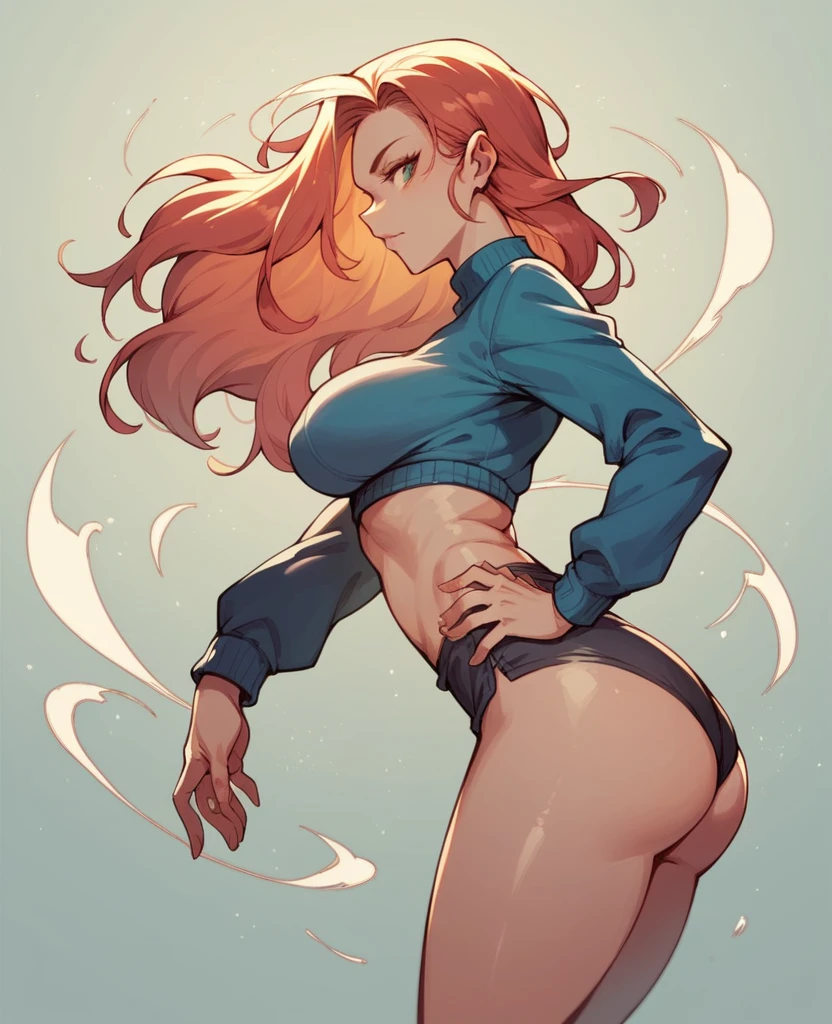 Girl with thick ass right side view