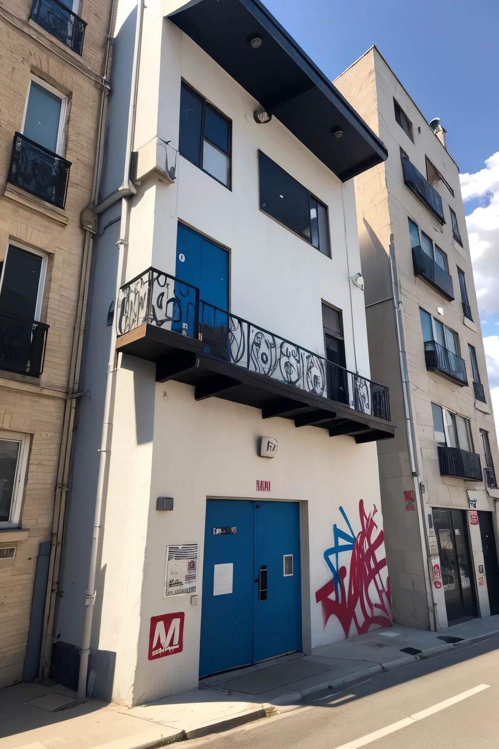 ((best qualityer)), ((work of art)), (detailded), create a wall with graffiti drawn on it and the graffiti is in wildstyle letters written Smak that you can read vertically on a building 