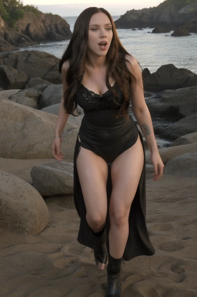 Scarlet"actress"johansson, as black window,long hair,full body,tongue out,bikini,beatifull,8k,