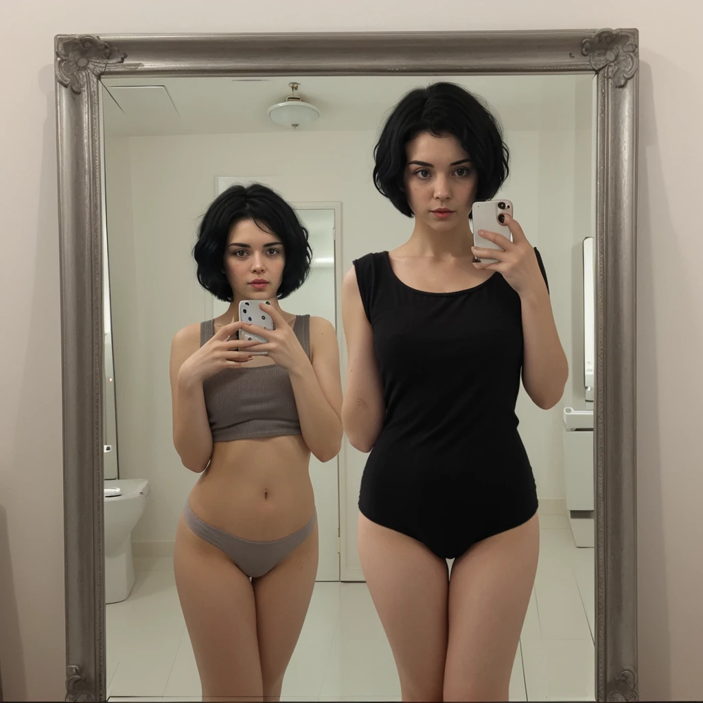 mirror pic with soft short black hair