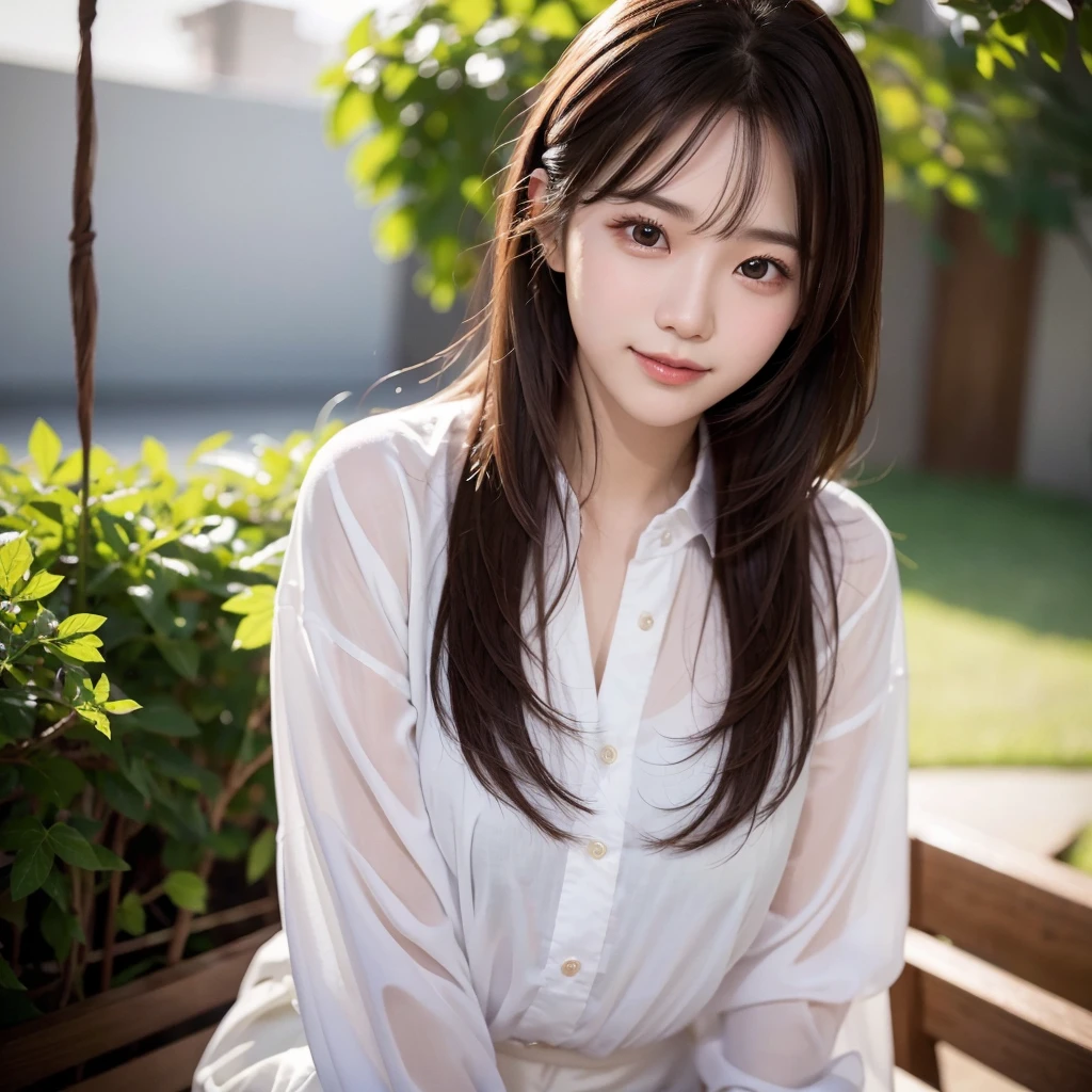 (Highest quality,masterpiece:1.3,Ultra-high resolution),(Very detailed,Caustics,8K),(Realistic:1.4,RAW shooting),22 years old,,(I'm looking at the camera with a smile on my face)Brown Hair,Medium Hair、Korean model、Soft sunlight,Natural light、9 heads、Solo Snap、、Korean、Hanging eyes、Fireworks display