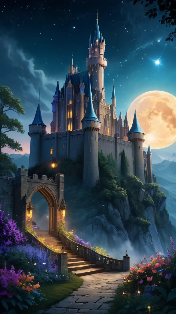 Behold, the (masterpiece, high resolution, UHD:1.3) artwork unveils the majestic (Wizard's Castle:1.2). This (stunning illustration:1.1) transports you to a realm of magic and wonder. The castle stands tall, its (detailed architecture:1.2) reflecting the (intricate craftsmanship:1.1) of the wizard who resides within.
The castle is adorned with (turrets and spires:1.1), reaching towards the sky. (Glowing windows:1.2) illuminate the night, casting a warm and inviting glow. The grand entrance is guarded by (stone gargoyles:1.2), their (watchful eyes:1.1) surveying all who approach.
Within the castle grounds, (lush gardens:1.2) bloom with vibrant flowers and (magical plants:1.1). The air is filled with the scent of (enchanted herbs:1.2), and colorful butterflies flit from blossom to blossom. A (crystal-clear moat:1.2) surrounds the castle, reflecting its splendor and protecting it from intruders.
As day turns to night, the castle becomes even more enchanting. The (twinkling stars:1.2) above form a canopy of magic, while the (glowing moon:1.1) casts a soft, ethereal light. The (wizard's tower:1.2) reaches towards the heavens, hinting at the mysteries and powers that lie within.
This (dazzling CGI artwork:1.2) captures the essence of the wizard's domain, inviting viewers to step into a world of enchantment. From the (meticulous details:1.2) of the castle to the (whimsical surroundings:1.1), every element is meticulously crafted to transport you to a realm of fantasy and awe. Prepare to be captivated by the (spellbinding beauty:1.2) of the Wizard's Castle.