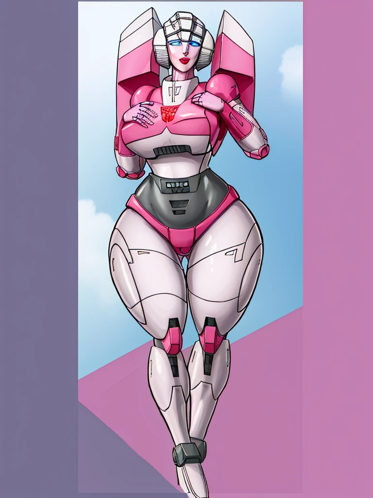 transformers, arcee g1, arcee, robot, mecha, beautiful face, no_humans, autobot, glowing eyes, breasts, parted lips, big ass, thick thighs, wide hips, big butt,