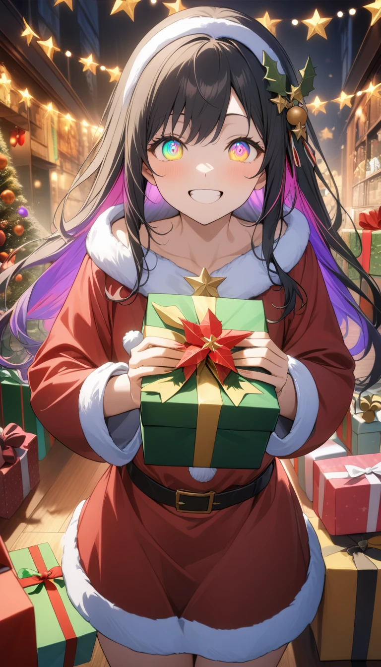 (((16k))), (((hight quality))), (((high-level image quality))), (((16k eyes))), (((16k hair))), (((((Three girls))))), (((happy))), (((smile))), (((extremely detailed background))), (((unity 16k wallpaper))), (((masterpiece))), (((best quality))), (((ultra-detailed))), (((an extremely delicate and beautiful))), (((beautiful detailed eyes))), (((beautiful detailed glow))), (((((santa claus costume))))), (((Christmas))), (((indoor shop background))), (((cowboy shot))), (((lots of presents))), (((ornament))), (((colorful hair))), (((colorful eyes))),