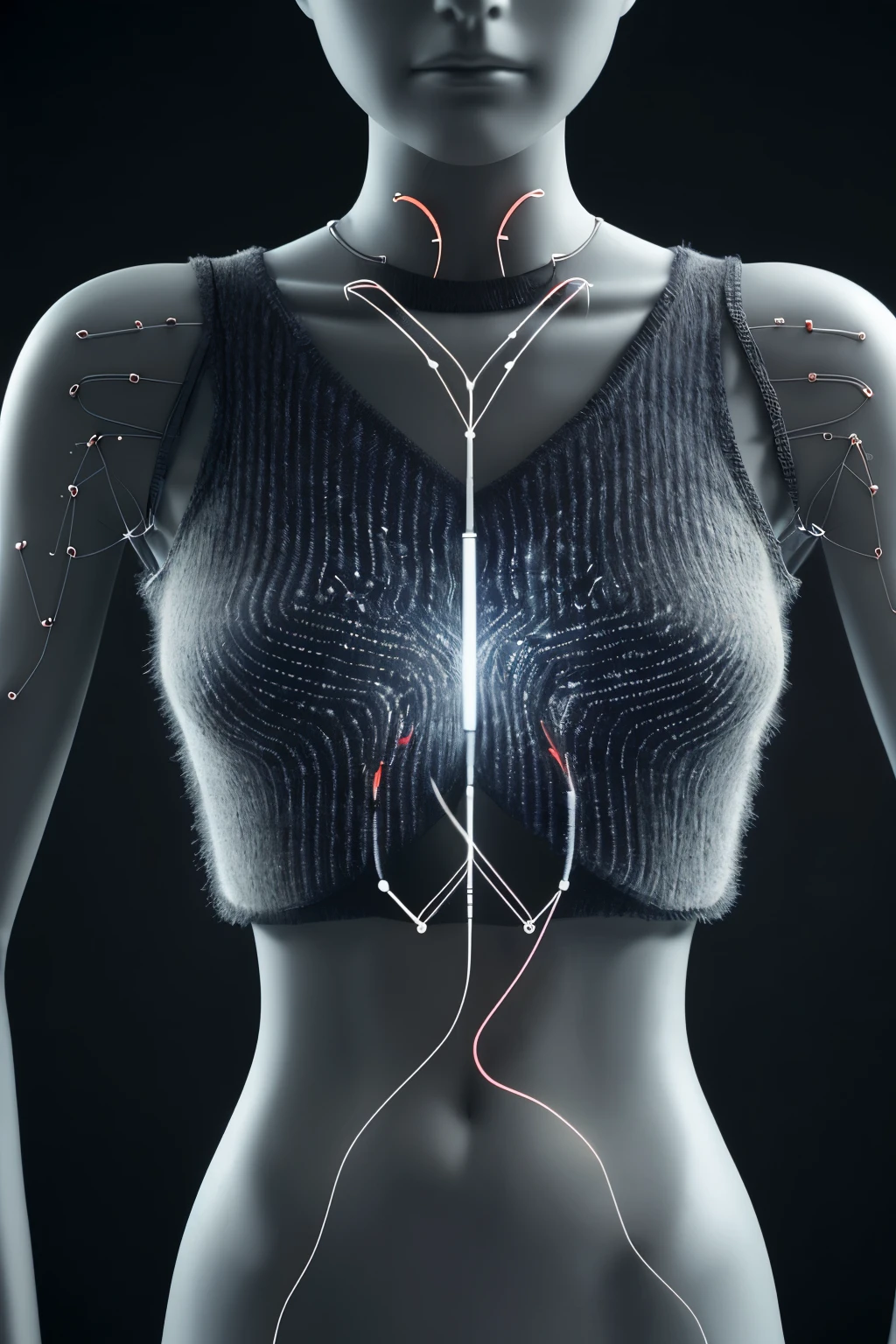 smart textiles, conductive yarns, garment, electronic functionalities, capable of sensing, reacting, and adapting to the environment, role of conductive yarns, developing flexible and lightweight devices, fabric-based sensors, health monitoring, human-machine interfaces, sport enhancing, technology pop-up