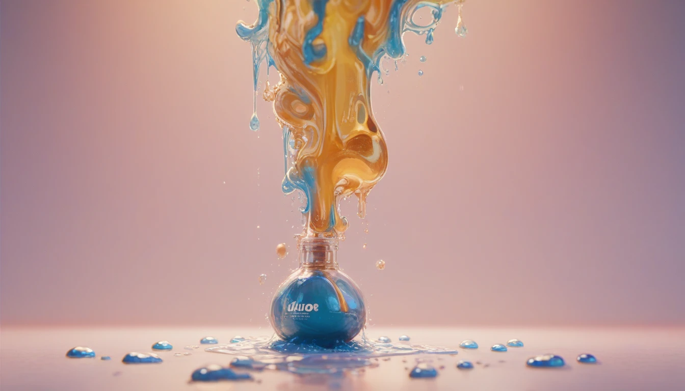3d abstract liquid fluid contain colors gold, high definition, super sharp