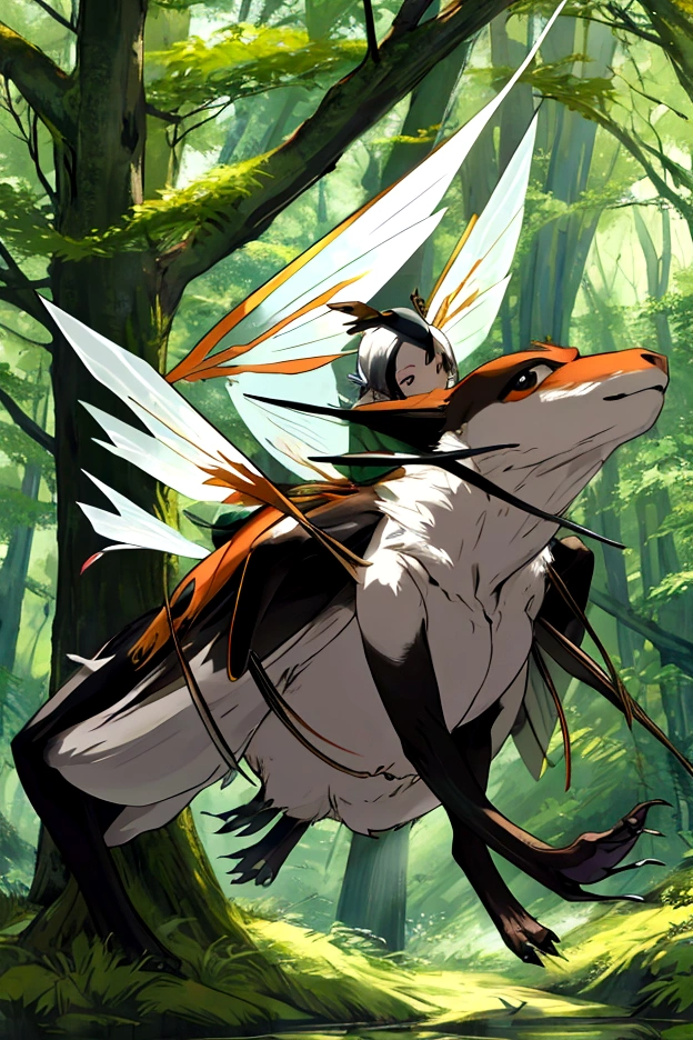in the forest、Flying hornet、 Moving its wings at high speed