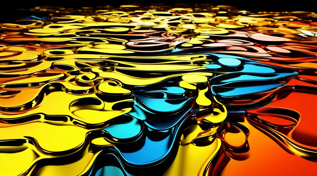 3d abstract liquid contain colors gold, high definition, super sharp