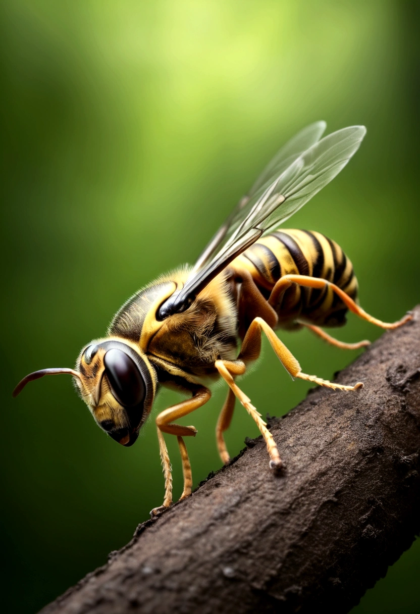 in the forest、Flying hornet、 Moving its wings at high speed