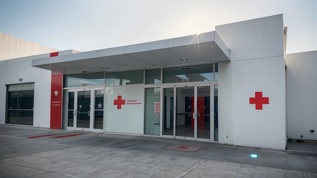 facade of a health center, beautiful but simple, just one floor, with the following sign "PSF", with a red cross, ultra realistic, 4k quality, photo in horizontal proportion,