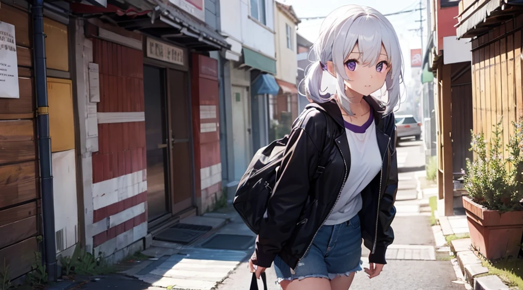 White hair color, purple eyes color, Standing Sex