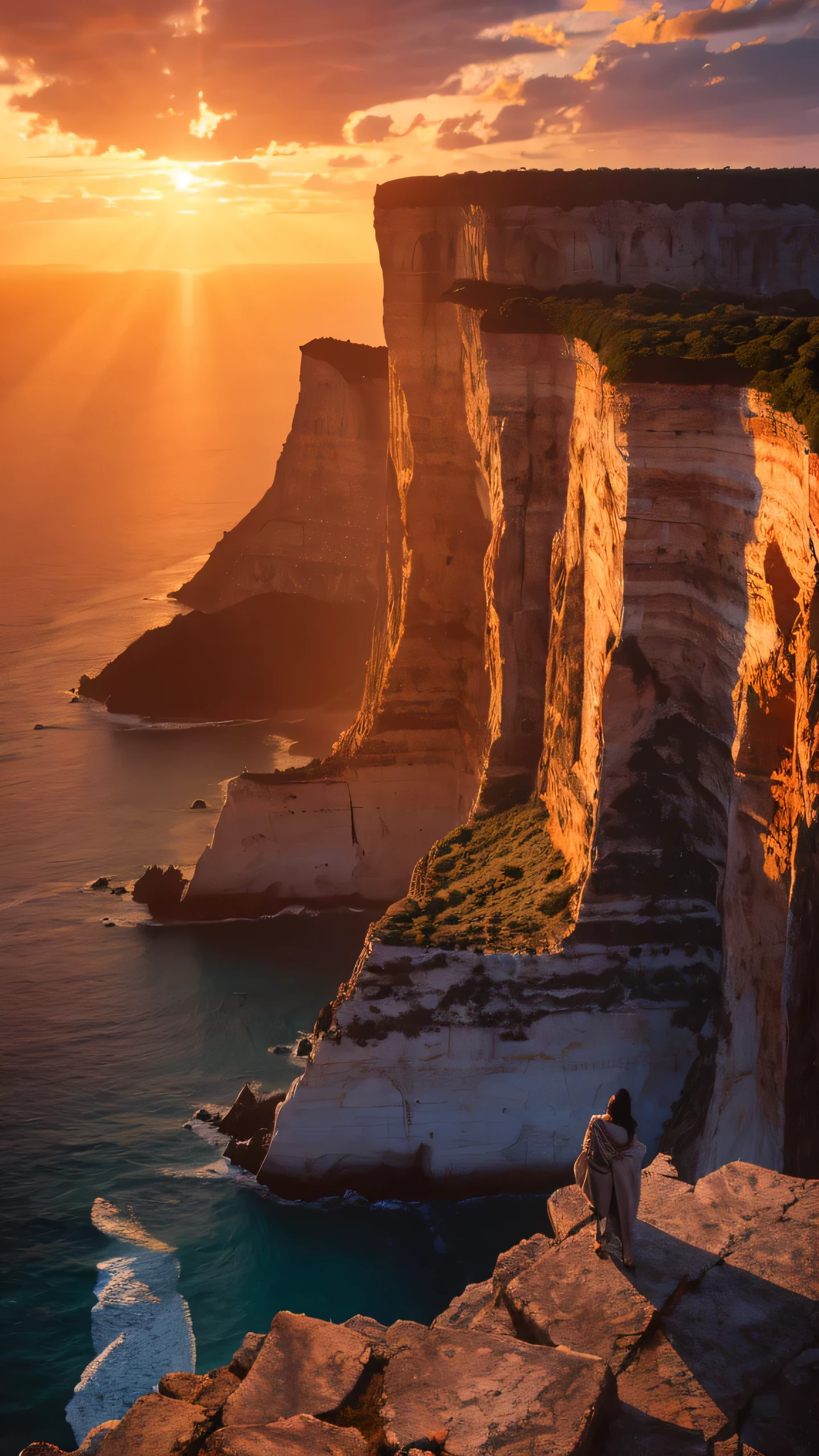 Highest quality,Fantasy,cliff,Sunset
