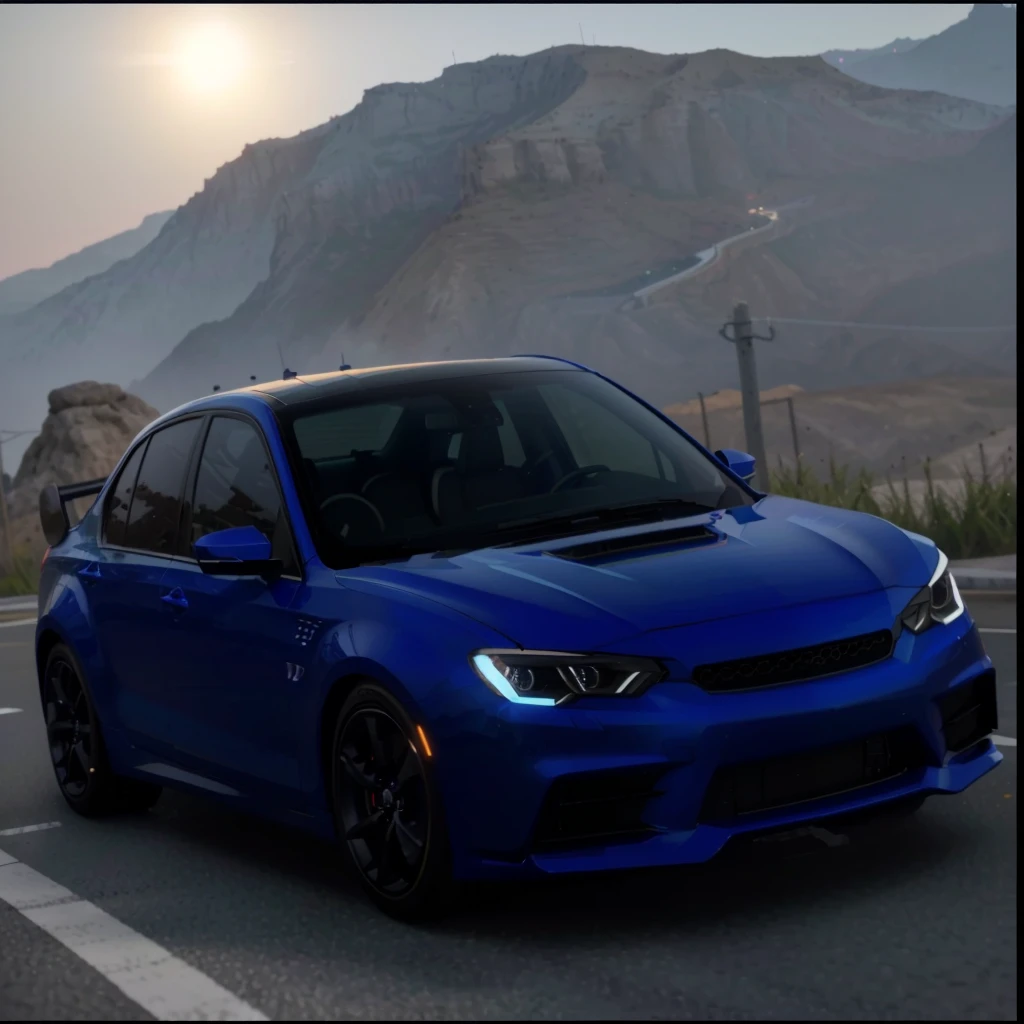 一辆blue汽车在山边道路上行驶的特写镜头, realistic cars, 8k Octane Rendering, blue, Created with Unreal Engine 5, Octane Ray Tracing, blue边缘照明, Made with Unreal Engine 5, Realistic Unreal Engine 5, gta 6 style, New Cars, highly realistic unreal engine, 8k Octane Unreal Rendering, Realistic Unreal Engine 3D game