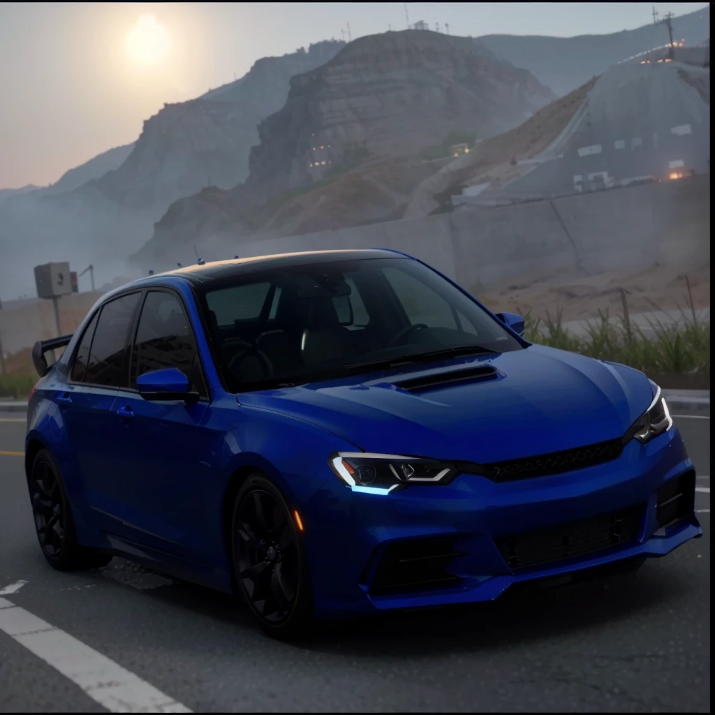 一辆blue汽车在山边道路上行驶的特写镜头, realistic cars, 8k Octane Rendering, blue, Created with Unreal Engine 5, Octane Ray Tracing, blue边缘照明, Made with Unreal Engine 5, Realistic Unreal Engine 5, gta 6 style, New Cars, highly realistic unreal engine, 8k Octane Unreal Rendering, Realistic Unreal Engine 3D game