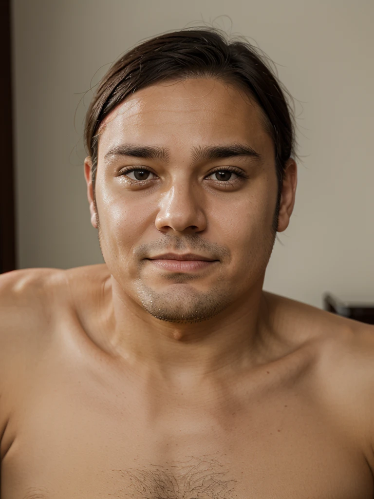 A thin man with a very fat face