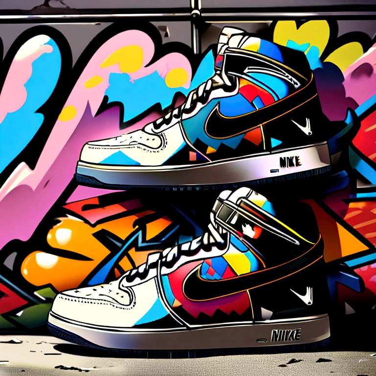 graffiti, sneakers nike, Full image, High resolution High contrast