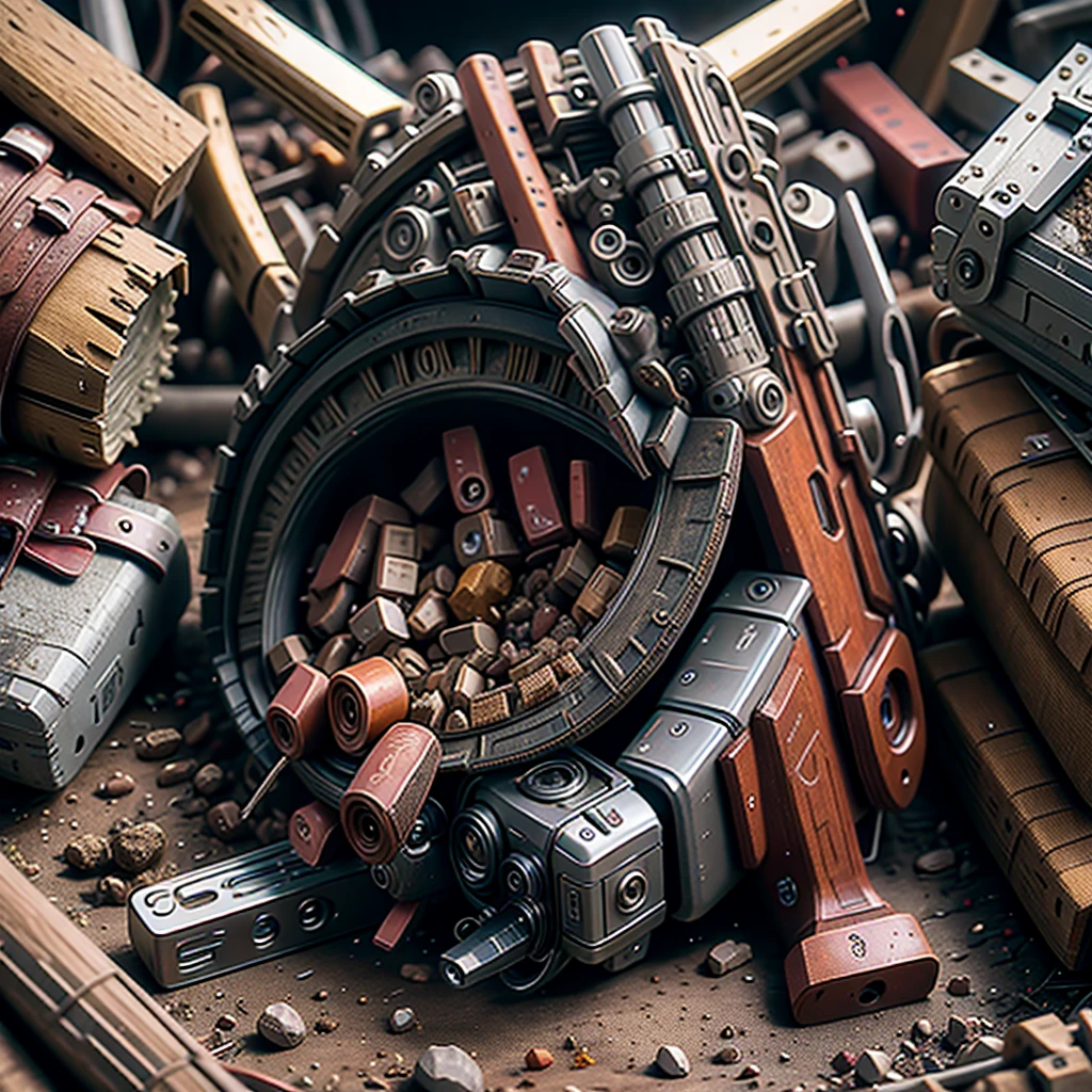 A Colt revolver from 1850s with barrel chamber with very little rust sits on a piece of light coloured hessian, on one side is a small vintage suitcase, on the other side a small but deep hole, a shovel sticks in a small pile of dirt behind the hole 