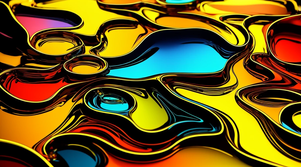 3d abstract liquid contain colors gold, high definition