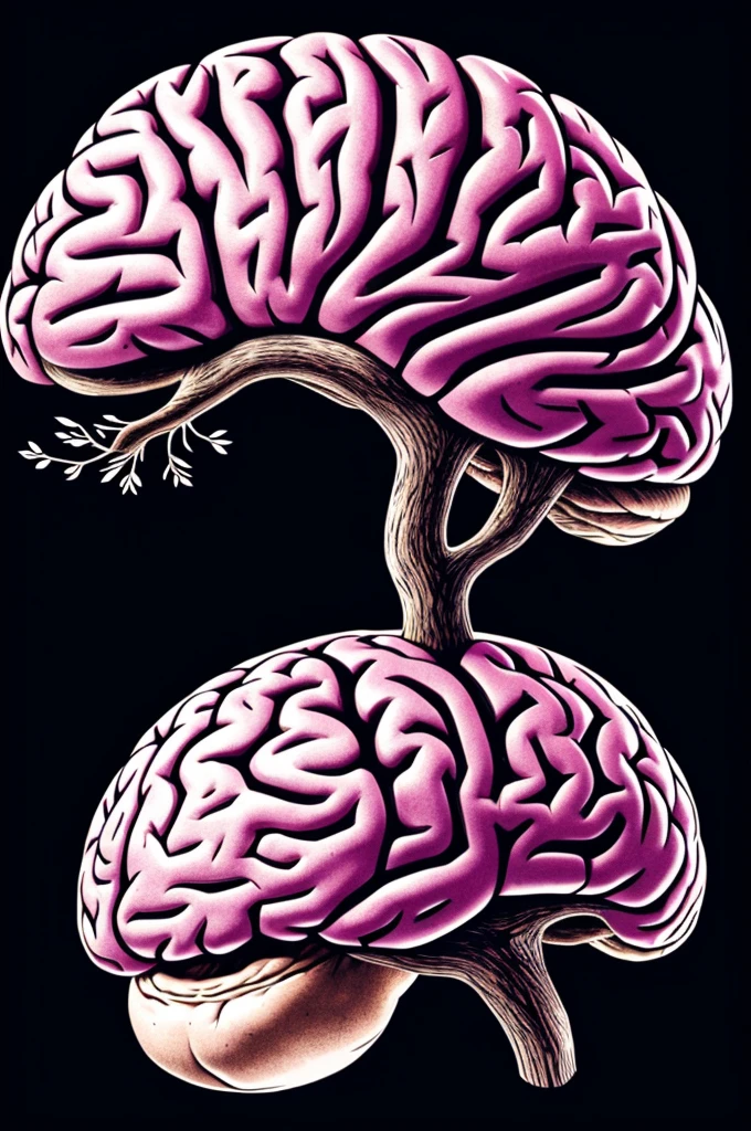 Hand drawn animated brain with branches coming out of it