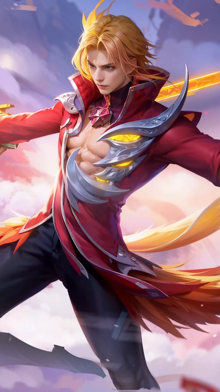 Best quality, masterpiece, detailed skin texture, detailed clothes texture, detailed face, super detail, 8k, intricate detail, 1 boy, The color doesn't change, Muscle guy, 1 guy, a man with a pink jacket and a drum in hand, pink hair, headphone, evil, scary
