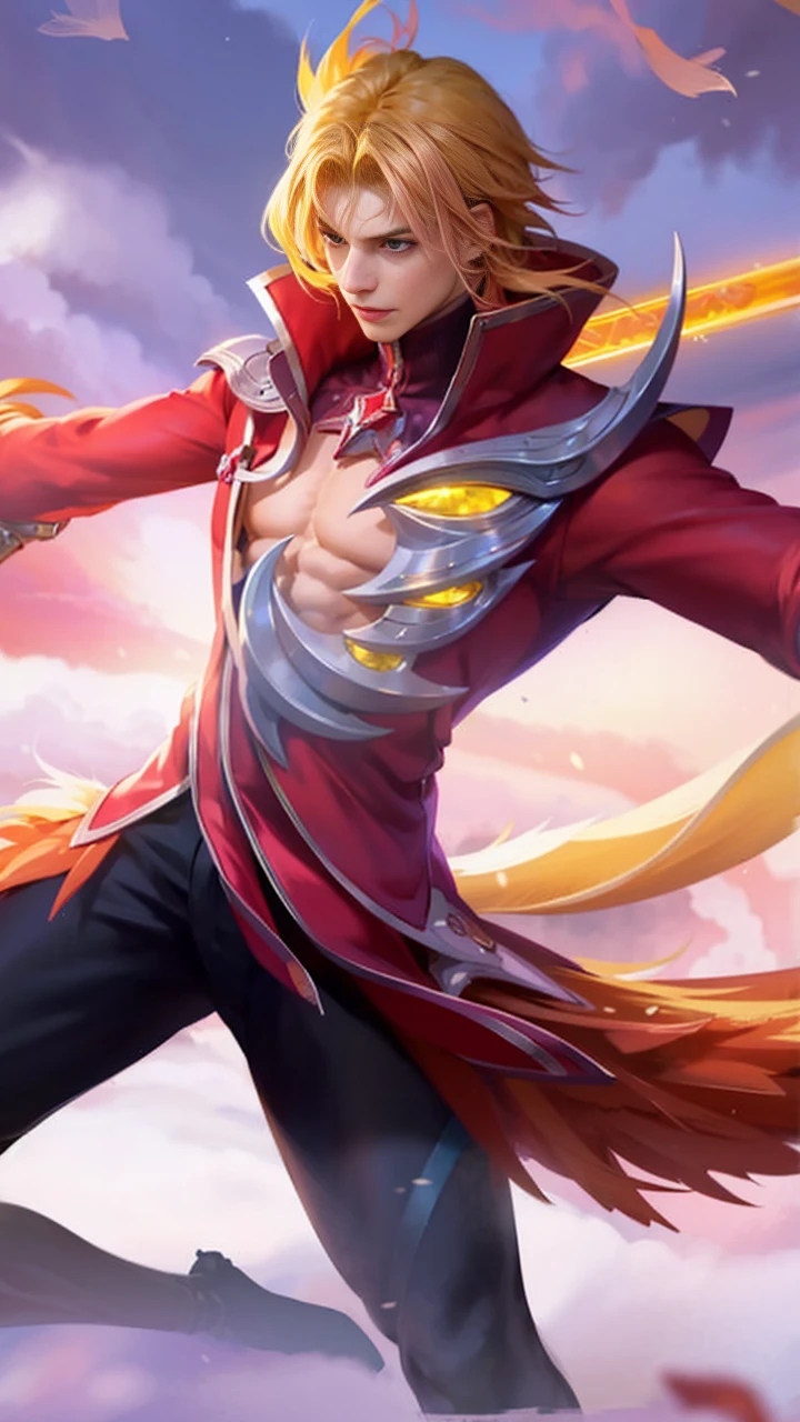 Best quality, masterpiece, detailed skin texture, detailed clothes texture, detailed face, super detail, 8k, intricate detail, 1 boy, The color doesn't change, Muscle guy, 1 guy, a man with a pink jacket and a drum in hand, pink hair, headphone, evil, scary