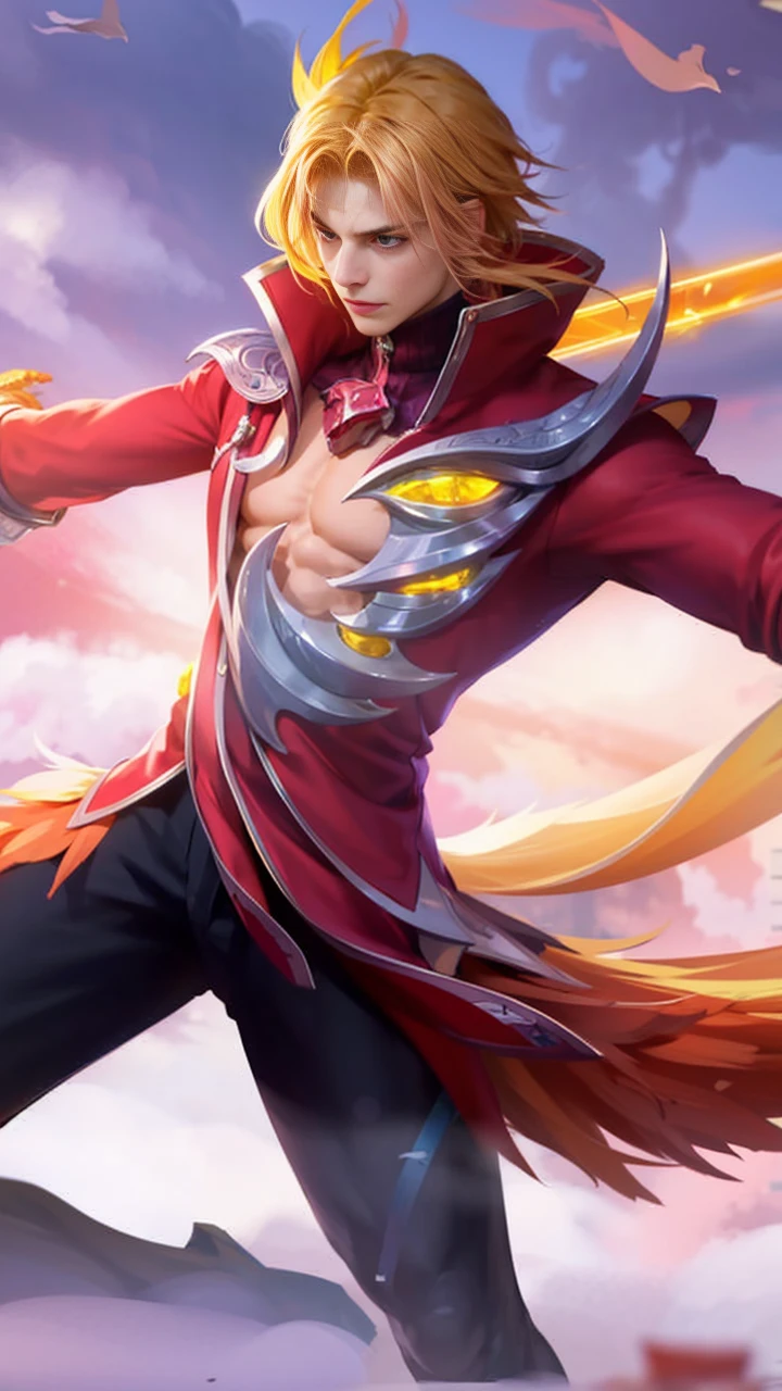 Best quality, masterpiece, detailed skin texture, detailed clothes texture, detailed face, super detail, 8k, intricate detail, 1 boy, The color doesn't change, Muscle guy, 1 guy, a man with a pink jacket and a drum in hand, pink hair, headphone, evil, scary