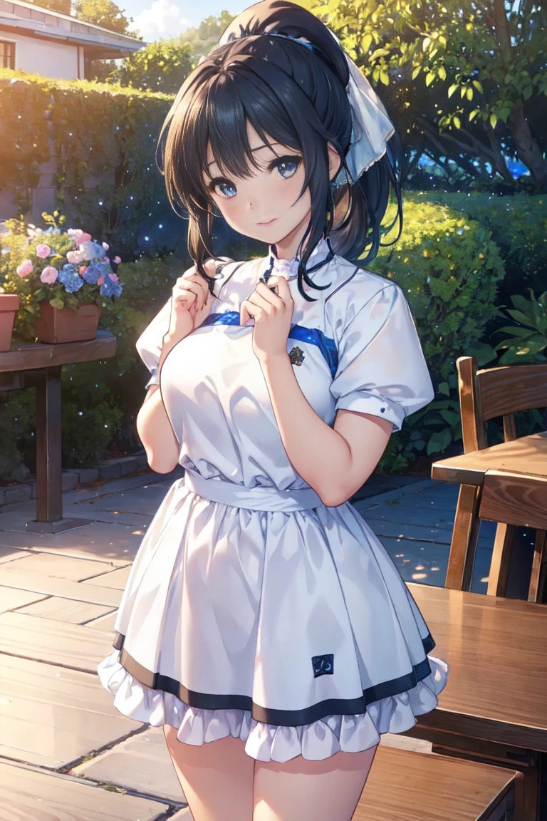 blue rose fairy kisses the flower. That fairy is smaller than a flower. Bloomers. Flower Field, Natural light,(Highest quality), (Tabletop:1.3), Super detailed, Highest quality, Tabletop, (Game CG:1.4), Browsing Caution, Beautiful face and eyes in every detail,Burst chest、, Big ample breasts、 、、, (Tabletop, Highest quality), (Realistic:1.37), RAW Photos, High resolution, (A face with attention to detail), front, ((((One Girl)))), ((( alone ))), , Delicate and beautiful, Perfect Face, Beautiful attention to detail, ((smile)), Fair skin, Real human skin, pore, ((((13 years old )))), ((( cute, a bit ))), , Baby Face,(((ponytail))),Wearing gym clothes and black hair BREAK,(Bloomersー:0.7), Standing in the schoolyard,
