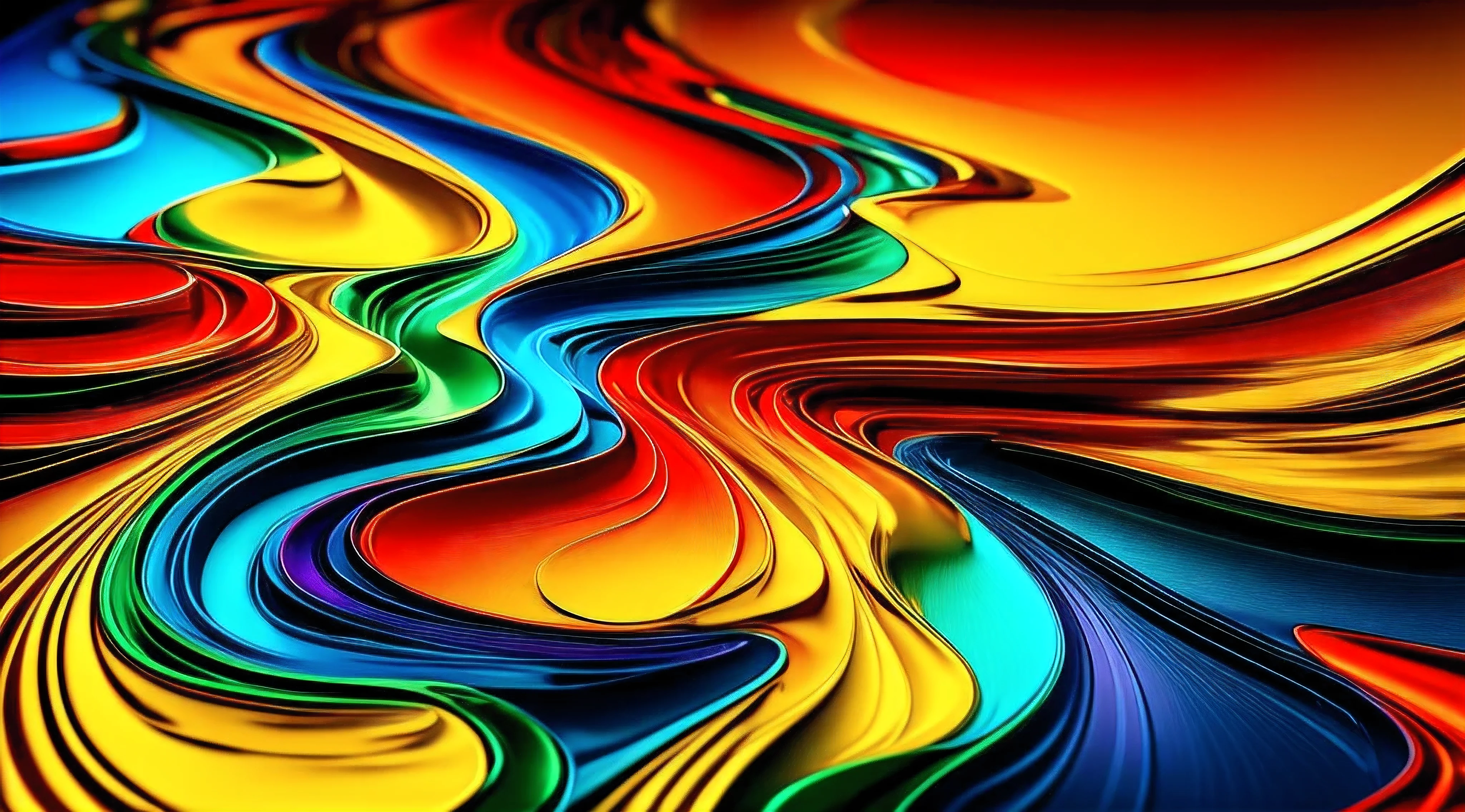 3d abstract liquid contain colors gold, high definition