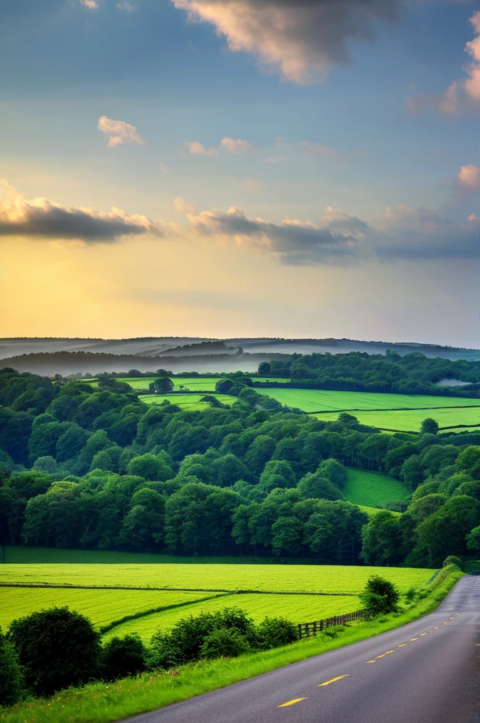 Original landscape,Sky and clouds,Tyndall effect,A country road,Colorful hot air balloon,High quality desktop wallpaper, Verdant forest, Detailed field properties, Beautiful English countryside, Stunning scenery, Rolling Hills, Landscape Wallpaper, Lush countryside, Green forests, Stunning scenery, Green fields in the background, High quality wallpaper, Beautiful wallpapers,Ultra high quality,Ultra HD,Ultra-high resolution