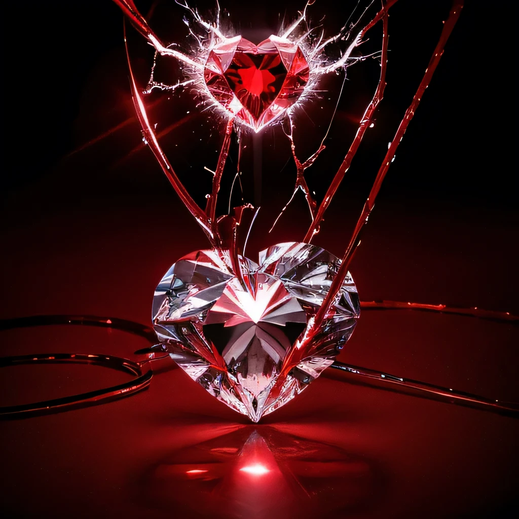 Demon Blood Magic, Broken Heart, Blood flow Narumi     (Broken crack diamond heart:1.2) ,Bright red blood flowing out