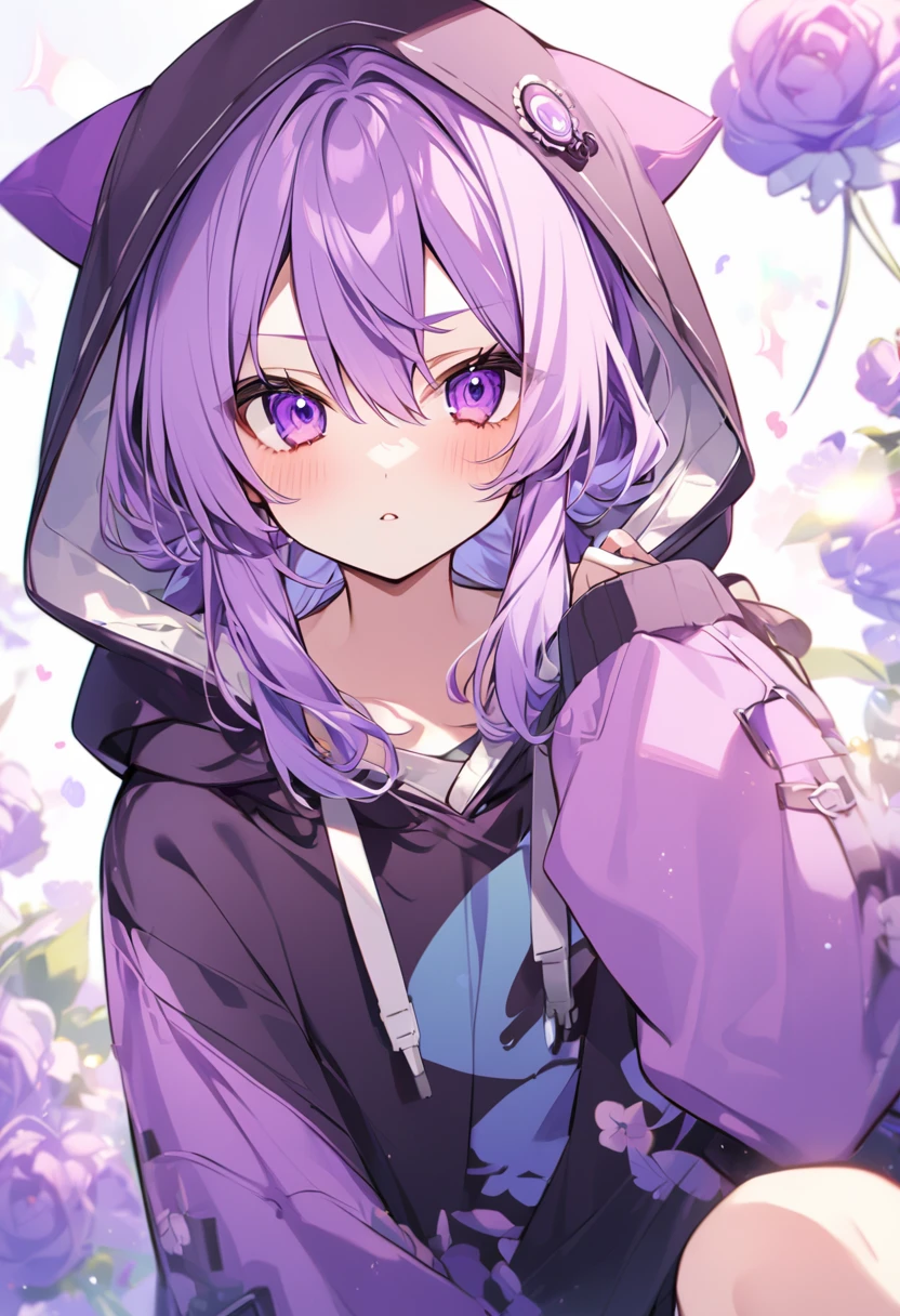 Keito。Purple Eyes。Purple hoodie