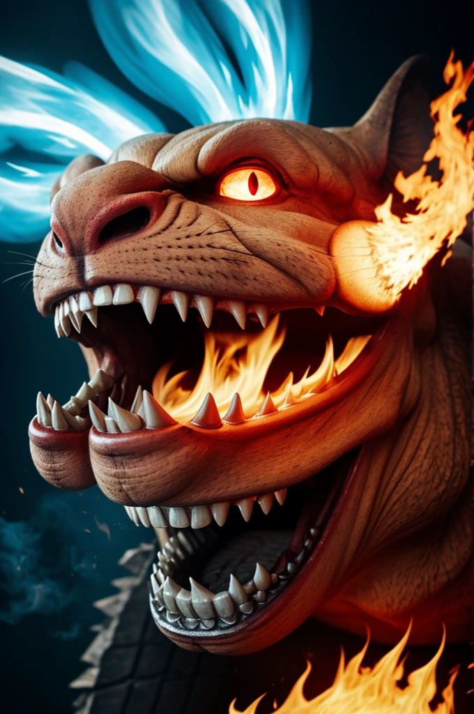 An angry molar tooth breathing fire