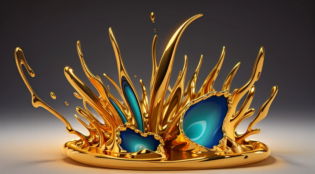 3d abstract liquid contain colors gold, high definition